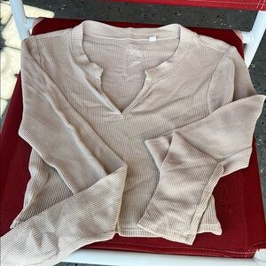 PacSun Cream V-Neck Sweater Soft Knit Long Sleeve